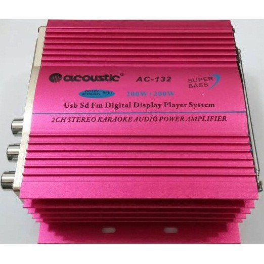 Acoustic AC-132 Karaoke Audio Power Amplifier 2 Channel - Music Player - USB - MMC - SD - FM Radio