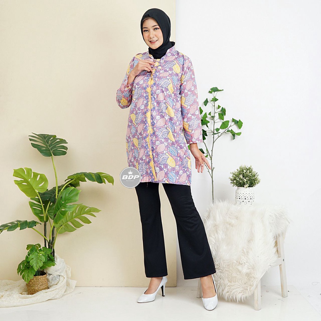 Baju Batik Wanita Modern M L XL XXL Atasan Batik Kerja Wanita Tunik Batik Kantor Batik Modern Seragam Batik-Motif-3