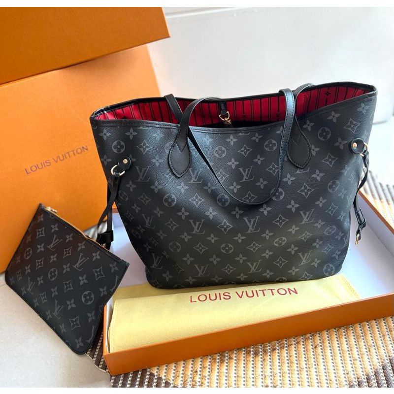 tas fashion LV neverfull medium free box