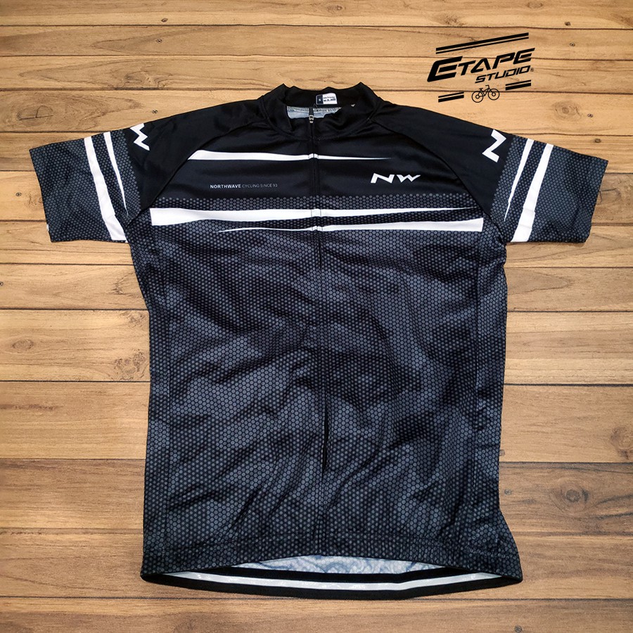 Jersey Road Bike North Wave Black Grey White line Import