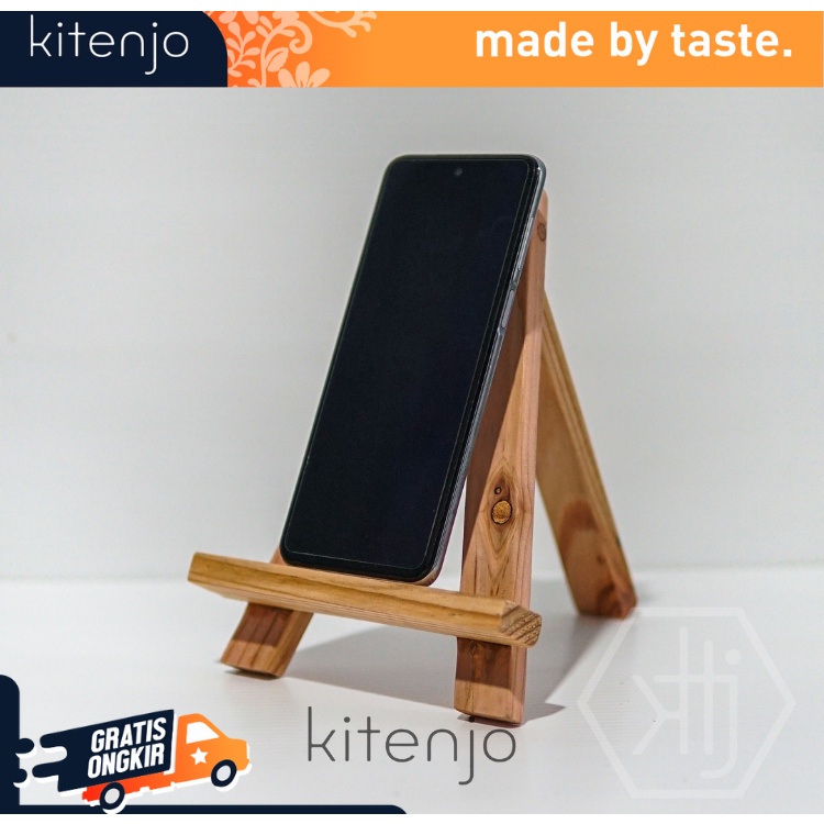 KITENJO STANDING HANDPHONE STAND HP DARI BAHAN KAYU SANDARAN HP MINI KUAT UNIK ANTIK