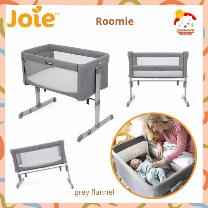 Baby Box Joie Rommie Bed Side Baby Box Playard Grey Flannel