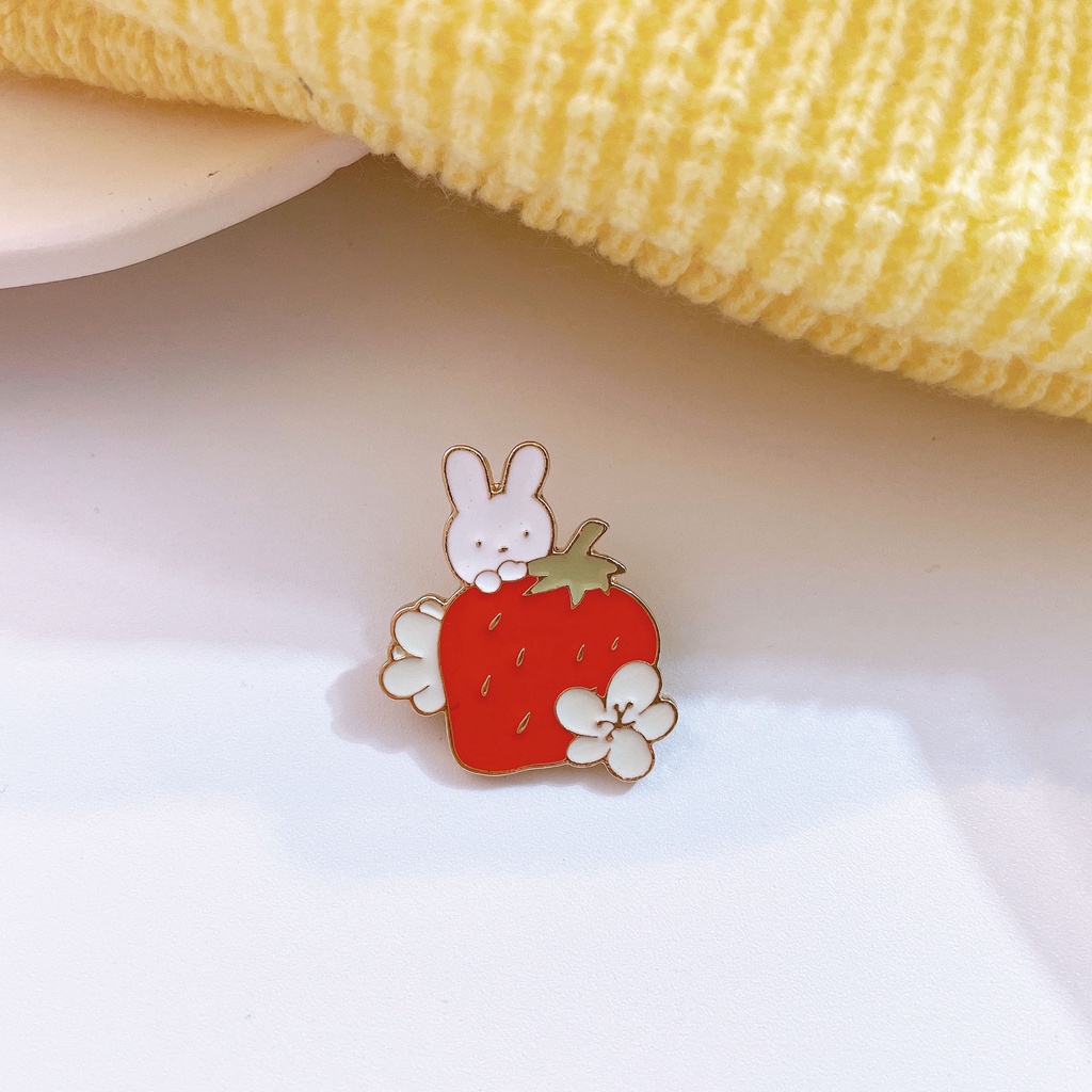 Kartun lucu kelinci anjing beruang hewan paduan bros lencana pria dan wanita mahasiswa tas pakaian d