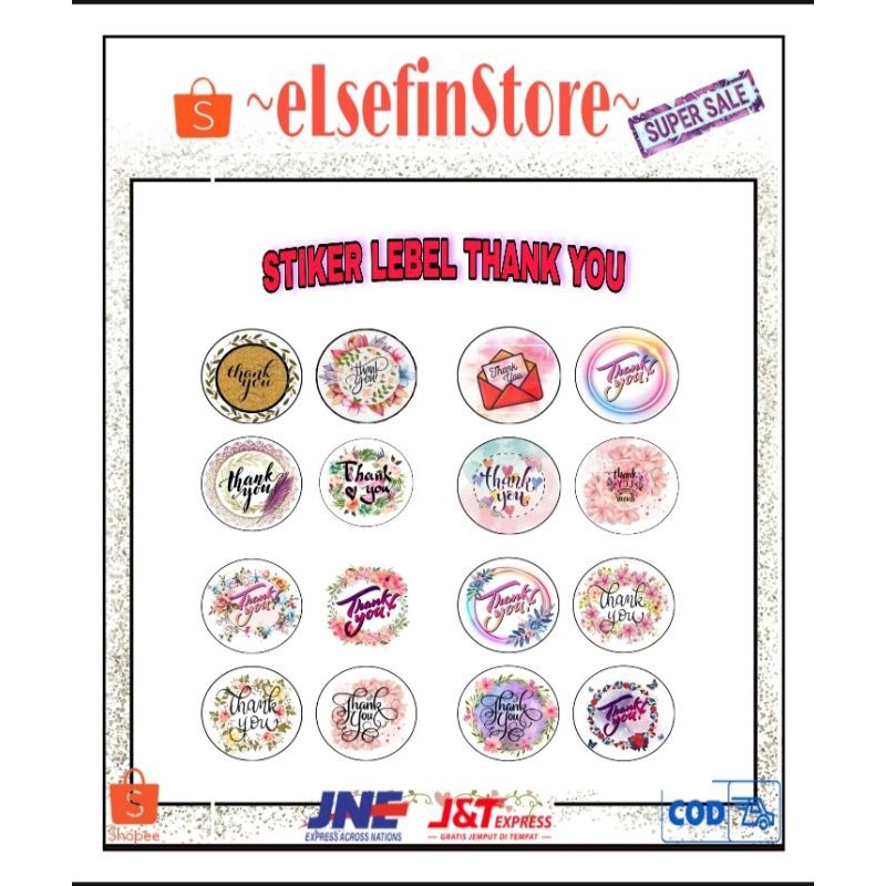 

( COD ) STIKER THANK YOU LEBEL KEMASAN UCAPAN TERIMA KASIH MURAH KEMASAN OLSHOP CUSTOM STIKER