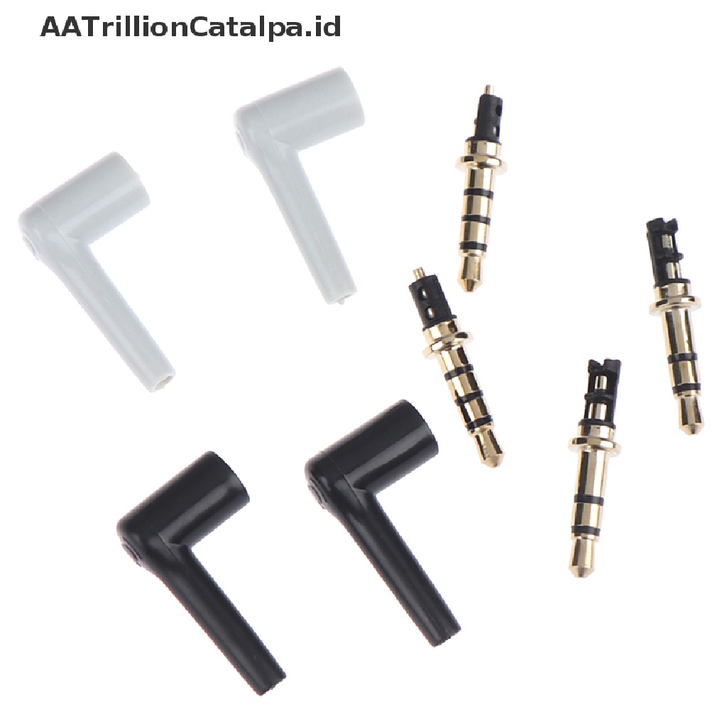 (AATrillionCatalpa) 2pcs / lot plug jack Audio 3.5mm 90 Derajat 3 / 4 pole 3.5 Lapis Emas