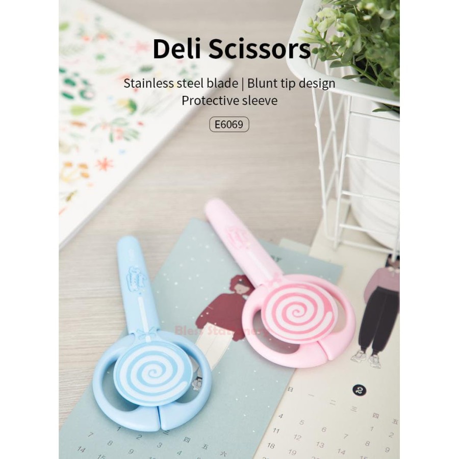 Deli Gunting dengan penutup Gunting lolipop Gunting lolypop Fancy scissors - E6069-3