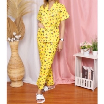 VIBELLECP - CP Vibelle shop grosir baju tidur piyama karakter fashion murah wanita-CPQH BEE KUNING