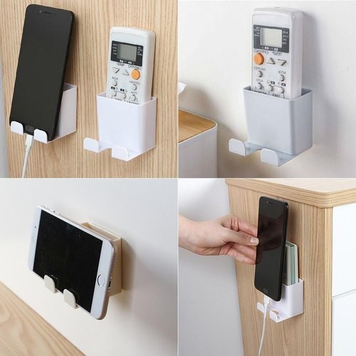 Rak Tempel 2IN1 Tempat Remote Charger Kabel Handphone Holder Hook