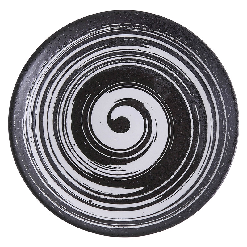 Piring Keramik Jepang Round Shallow Plate - BLACK Series