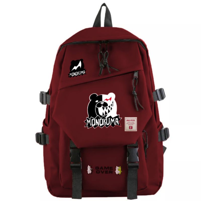 Ransel Anime Danganronpa Monokuma Ransel Pria Warna Solid Kasual Wanita Pria Ransel Remaja Perempuan Laki-laki Tas Sekolah Tas Ransel Tas Punggung Mochilas Perempuan