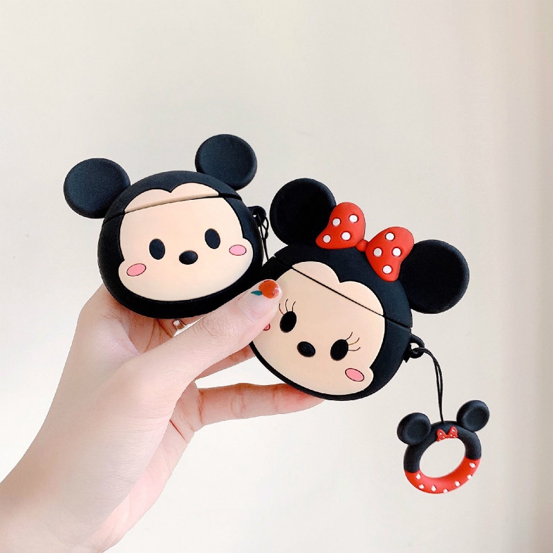 Casing Pelindung dengan Bahan Silikon dan Gambar Kartun Mickey / Minnie Mouse untuk iPhone