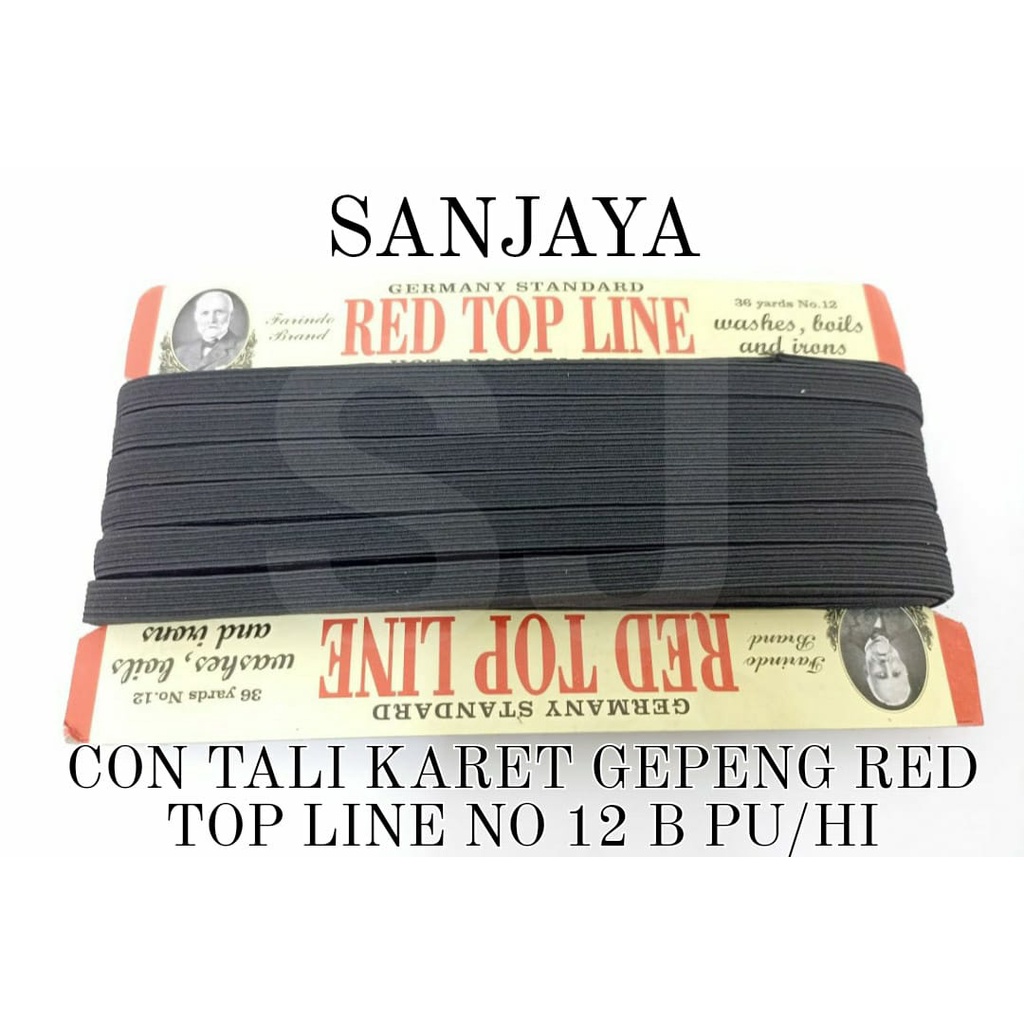 TALI KARET ELASTIS / TALI MASKER KARET / TALI ELASTIS GEPENG / TALI KARET GEPENG RED TOP LINE NO 12 B PU/HI