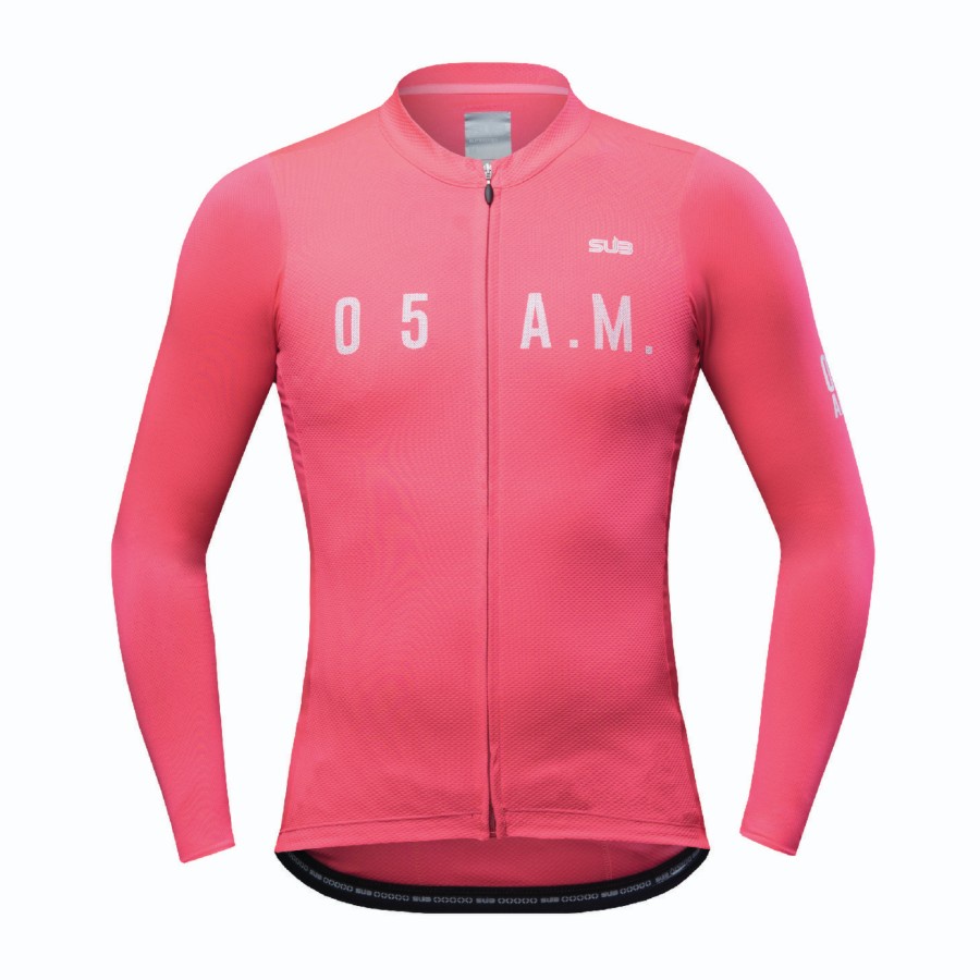SUB Jersey sepeda subjersey 05AM NEON PINK LONG Sleeves MerahMuda gowes