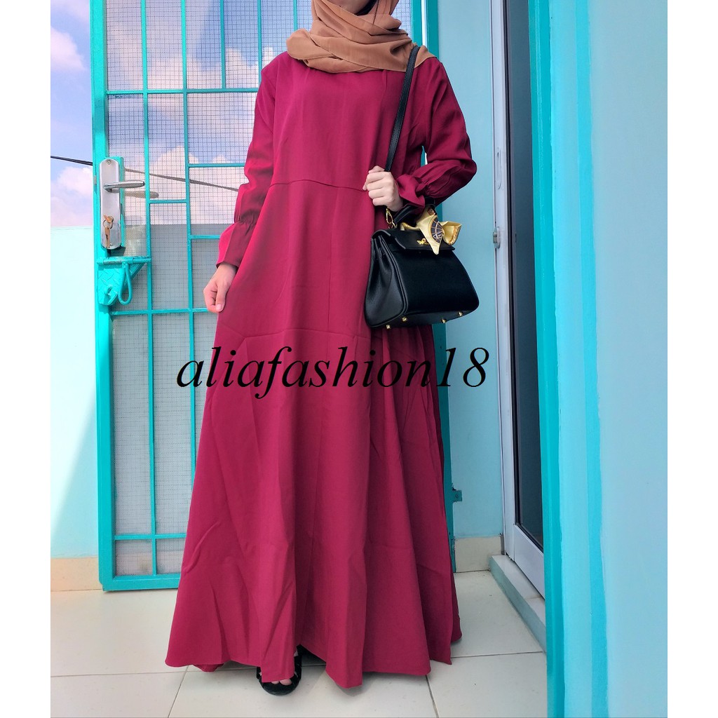 Gamis Muslim Murah Bahan Moscrepe Busui Sleting Depan Fit To XL