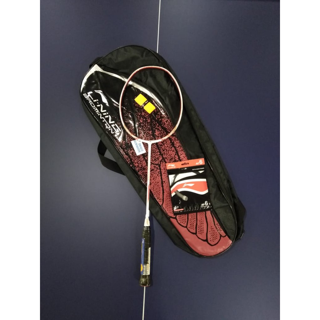 RAKET BADMINTON LINING SS-88 PLUS WHT/RED+AP-6+T.GRIP+2 ZIP 288-4