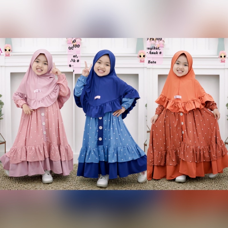GAMIS BERRY ONDE CAMELIN MAXY MAXI DRESS ANAK KIDS KATUN COTTON RAYON VISCOSE  MOTIF POLKA POLKADOT 