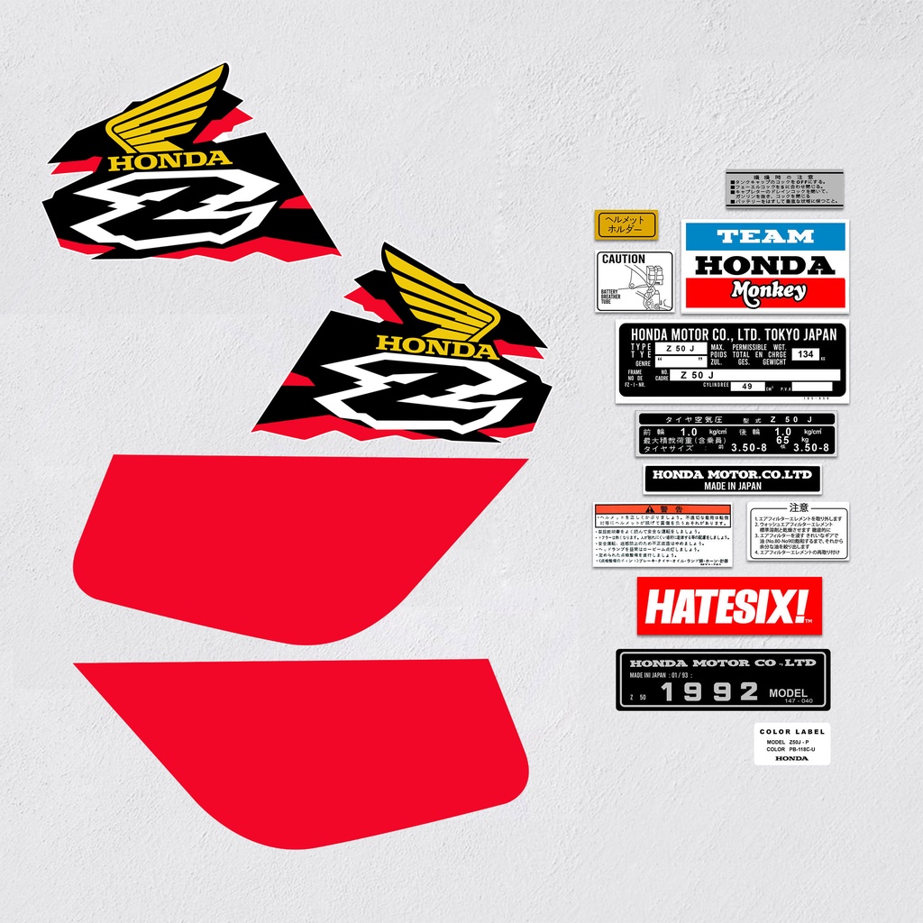 Sticker Decal Honda Monkey Minitrail Z50 R 1998 Hatesix