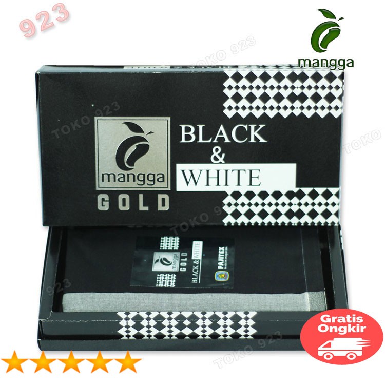 M11-11 Motif Kotak2 MANGGA Sarung Tenun Original Dewasa Black-White