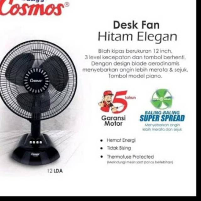 Cosmos 12-LDA TWINO Kipas Angin 12 inch (Desk Fan &amp; Wall Fan)