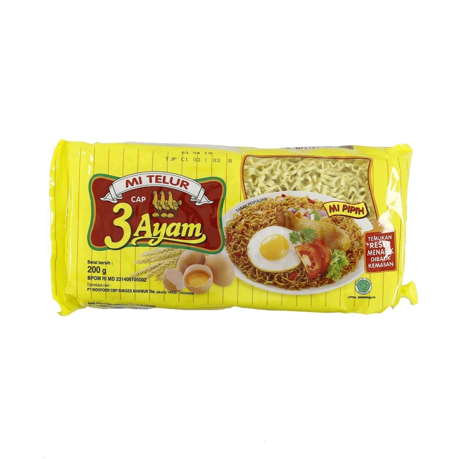 

Mie Telur Cap 3 Ayam Bungkus Kuning Kemasan 200 Gram Rahmat Grosir Store