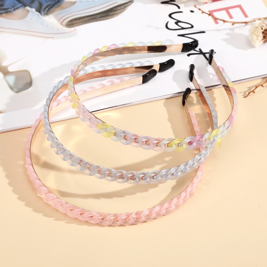 Headband Rantai Akrilik Alloy Tipis Warna-Warni Gaya Korea Untuk Wanita