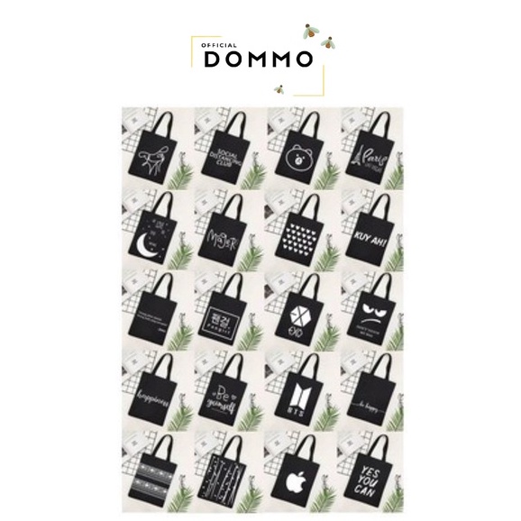 [LOKAL] DOMMO - D1514 TOTEBAG PAKAI PEREKAT Tote bag kpop murah wanita custom motif