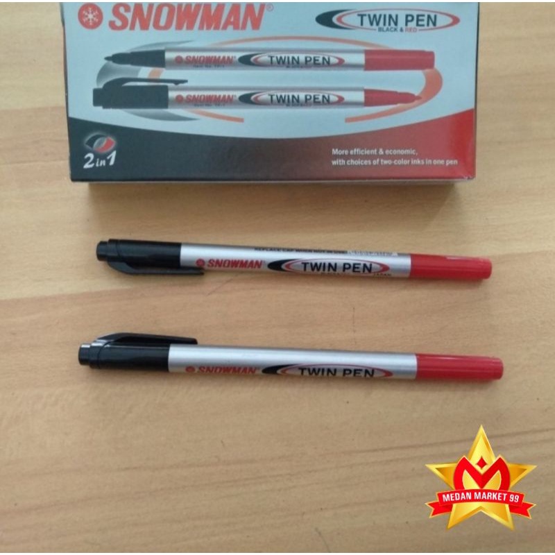 

SPIDOL TWINPEN SNOWMAN 2 WARNA | SNOWMAN| TWIN PEN| SPIDOL MERAH HITAM