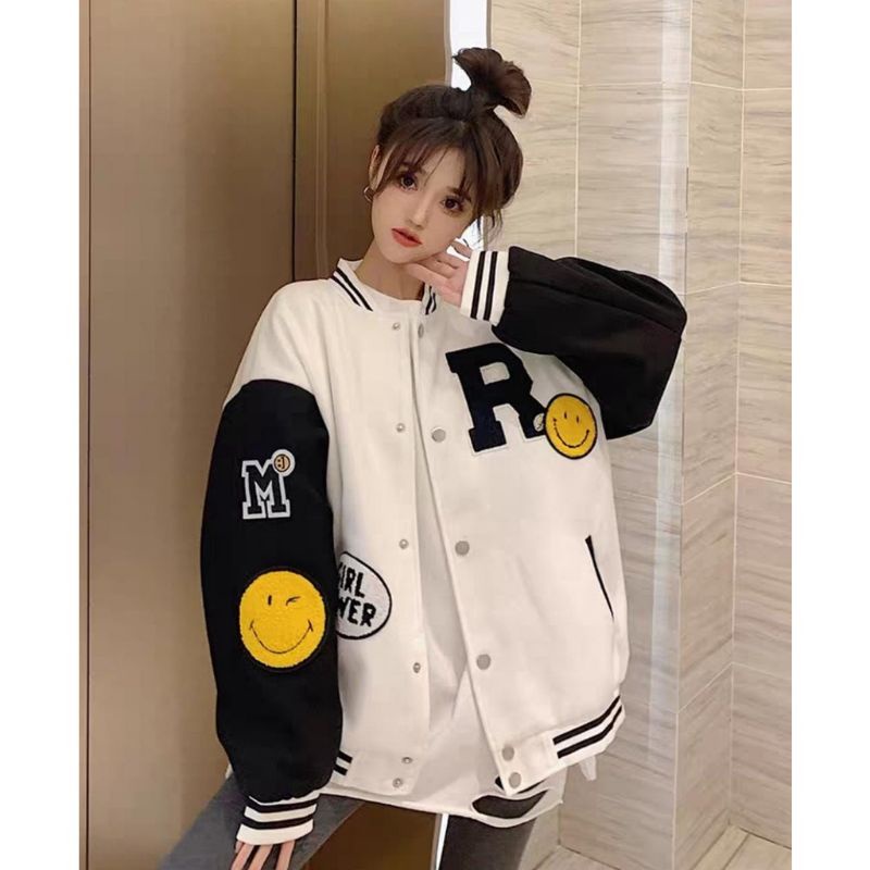 R basebal Jakcet Oversize | Jacket Pria Wanita Oversize | Sweatshirt Pakaian Wanita