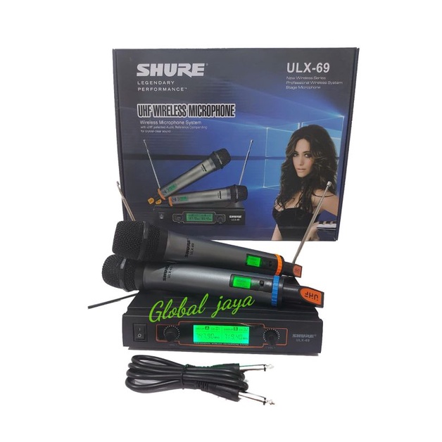 mic wireless shure ulx69 double mic handle shure ulx 69 wireless microphone mic tanpa kabel murah