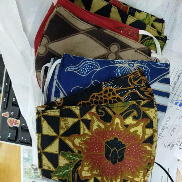 Masker Kain Batik Murah Berkualitas 1 Dan 3 Lapis Layer / Ply Ready