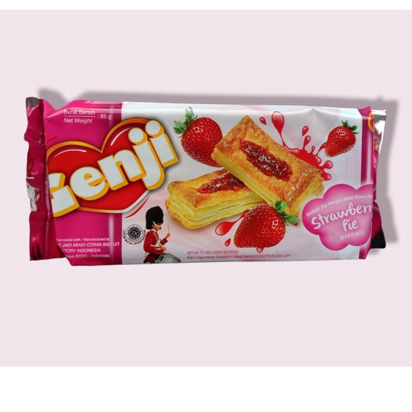 

MONDE GENJI STRAWBERRY PIE BISCUIT 85 GR / BISKUIT PIE DENGAN SELAI RASA STRAWBERRY