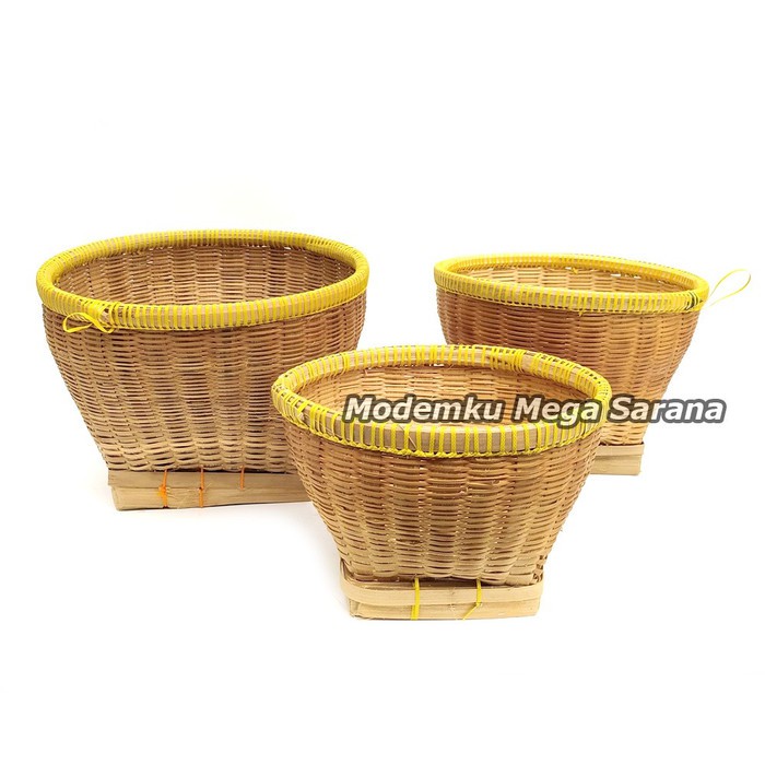 Tenggok Jamu Bambu Tempat Sayur Wadah Nasi Multi Fungsi - Isi 3 pcs