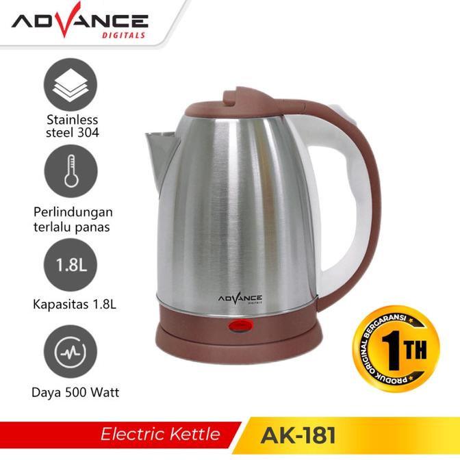 Advance AK-181 Teko Listrik Stainless Pemanas Air Electric Kettle 1.8L