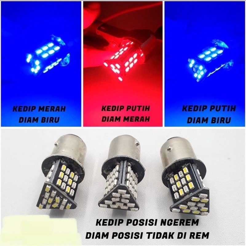 LAMPU STOP REM SEGITIGA 48 MATA LED NYALA 2 WARNA  DC UNIVERAL