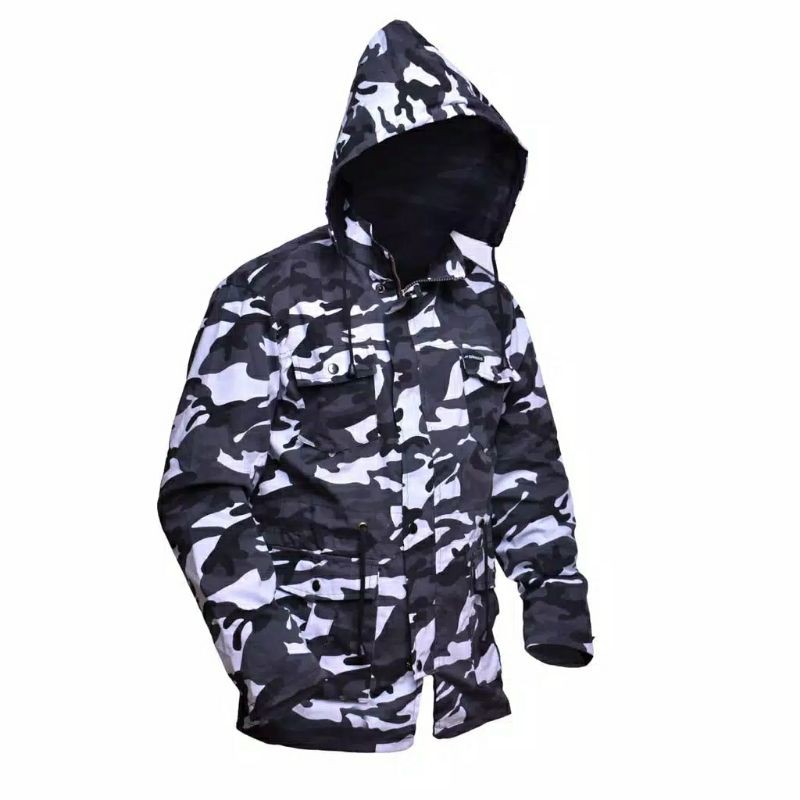 Jaket Pria Parka ARMY PUTIH/Jaket Parka Pria LORENG PUTIH