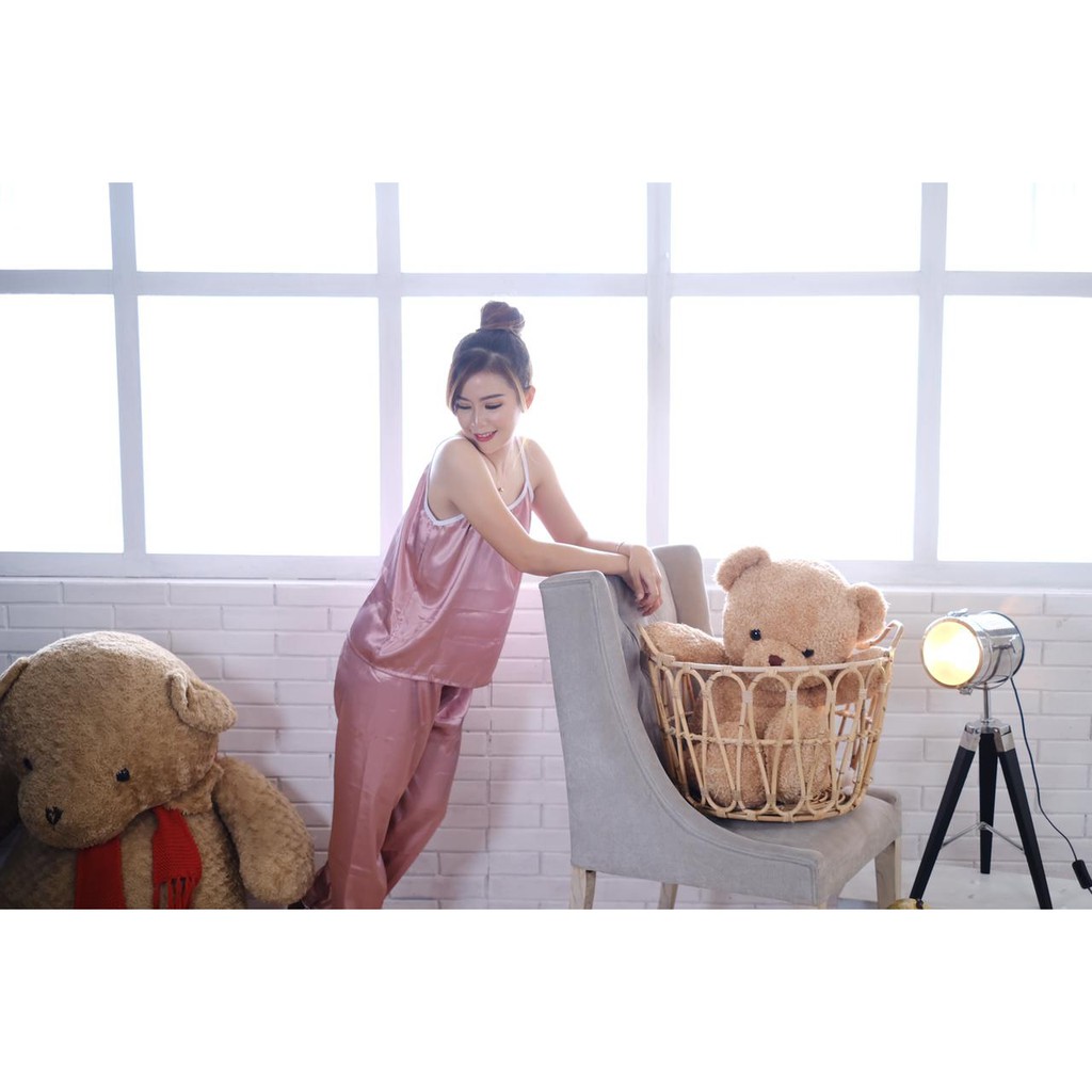 [7.7 Boombastis Sale⚡] - FAIRIES BELLE PF01 PREMIUM SATIN PAJAMA SET (FREE BOX PACKAGING)