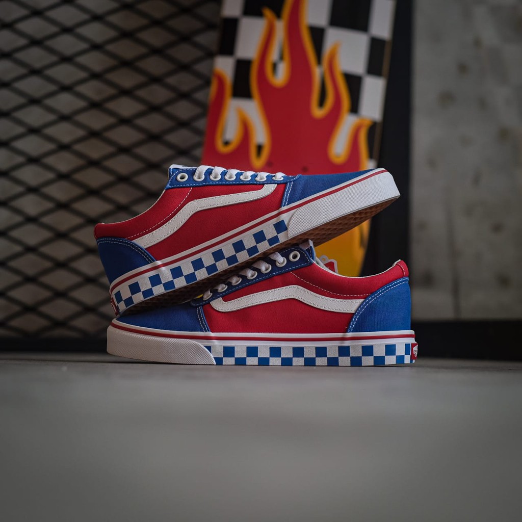 Vans Ward Checker Tape Blue / Racing Red Original 100%