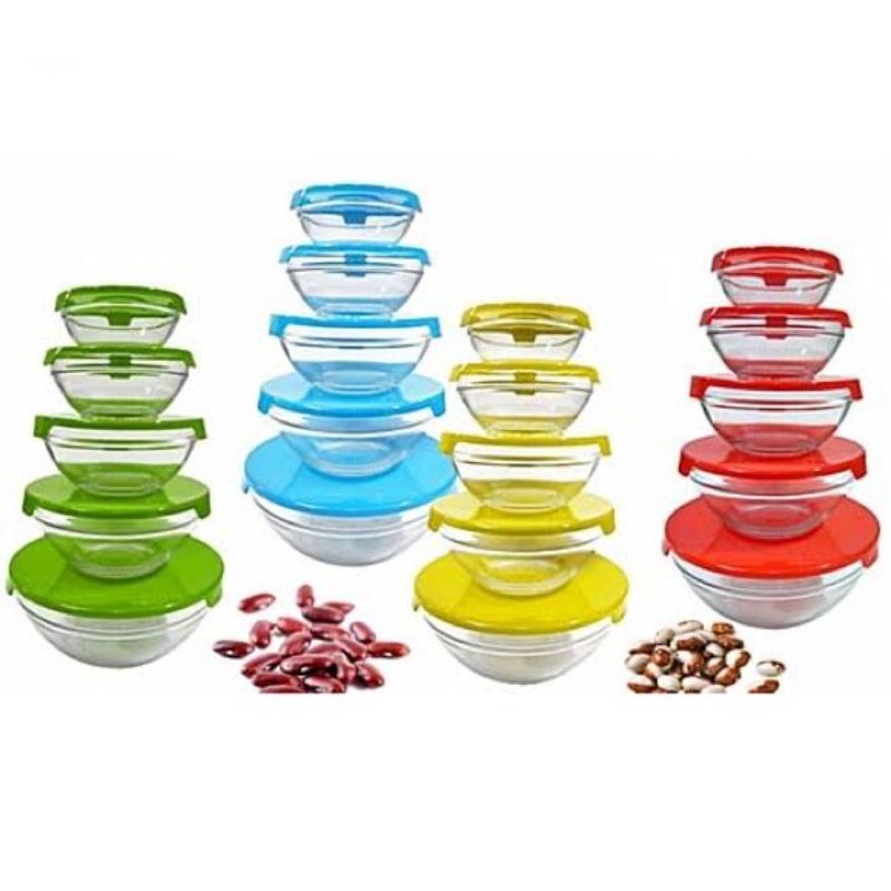 Wadah Makanan Kaca Mangkuk Kaca susun 5