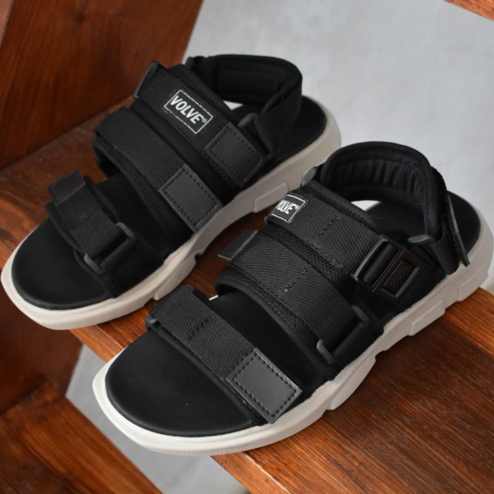 Spica Full Black | Sandal Gunung Original Kulit Santai Kasual Pria Lokal Sendal Footwear | FORIND x Volve