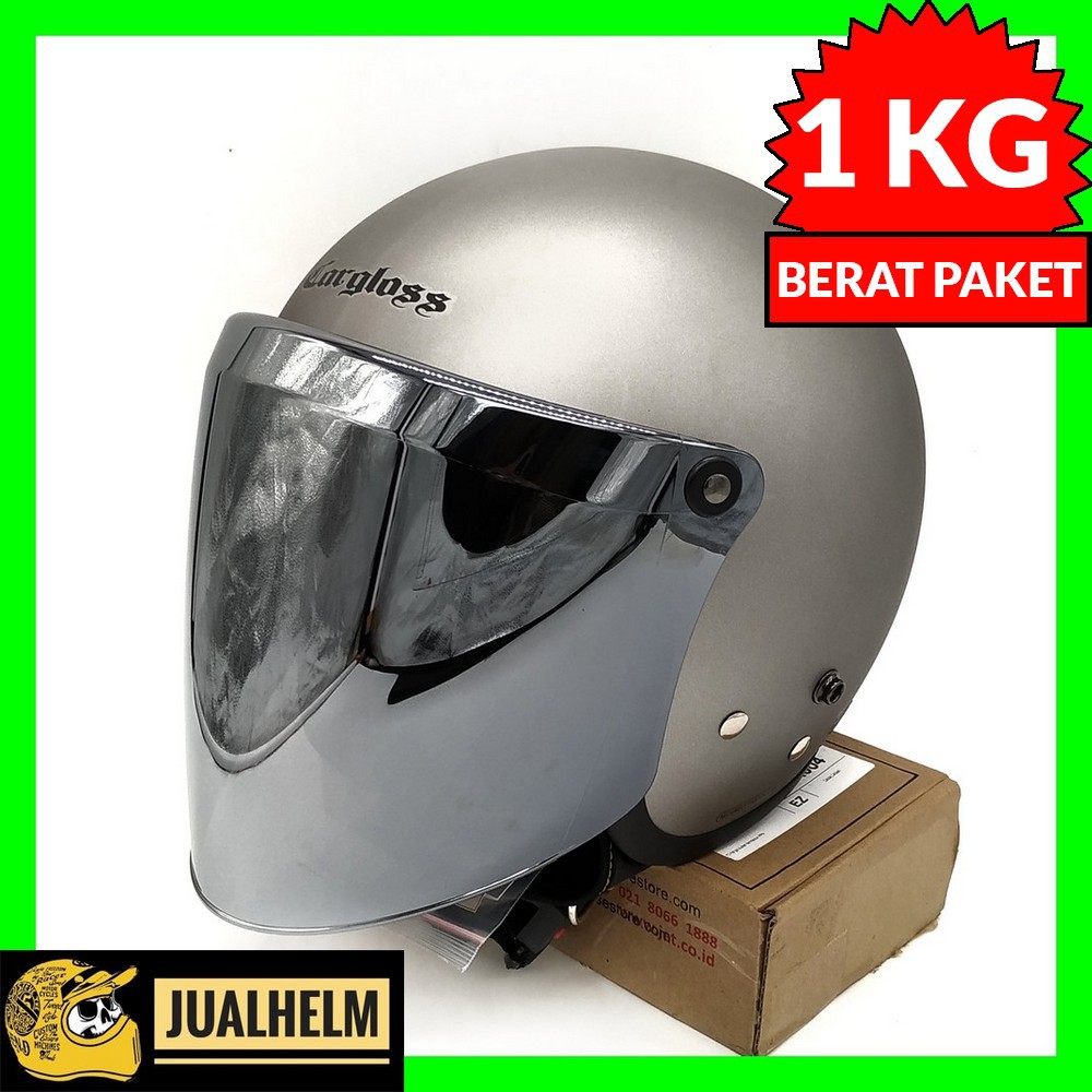 Helm Cargloss Retro Silver Doff - Kaca Silver