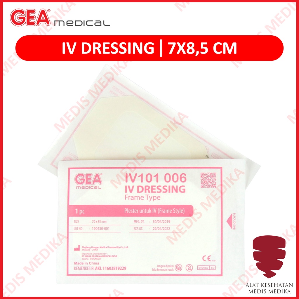 IV Dressing 7x8.5cm Gea p3k Penutup Luka Plester Infus Film Transparant Anti Air 7x8.5 7 x 8.5 cm