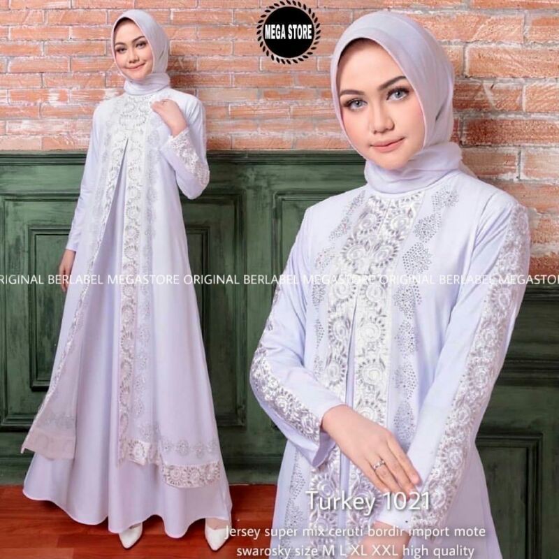 Gamis Turkey Putih 1021 Megastore Baju Muslim Terbaru Abaya Bordir Terbaru Gamis Jubah Arab Putih Ju