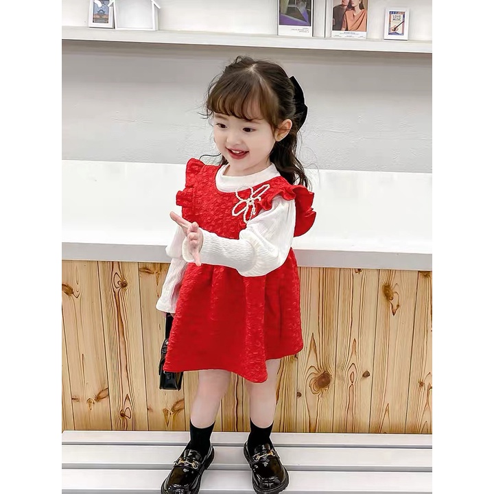 【Baru Datang!!】0-4Tahun QZ-95 Dress anak perempuan/Gaun putri Modern lengan panjang  Fashion Anak Impor