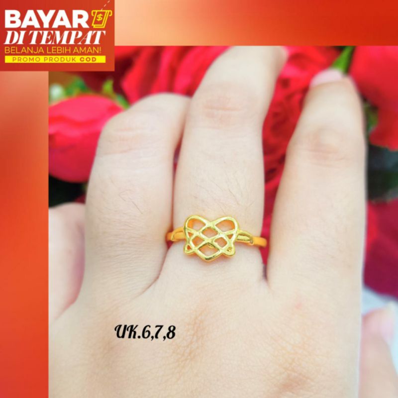 Ikatan cinta Cincin tersimple Logam emas Korea perhiasan Anti karat