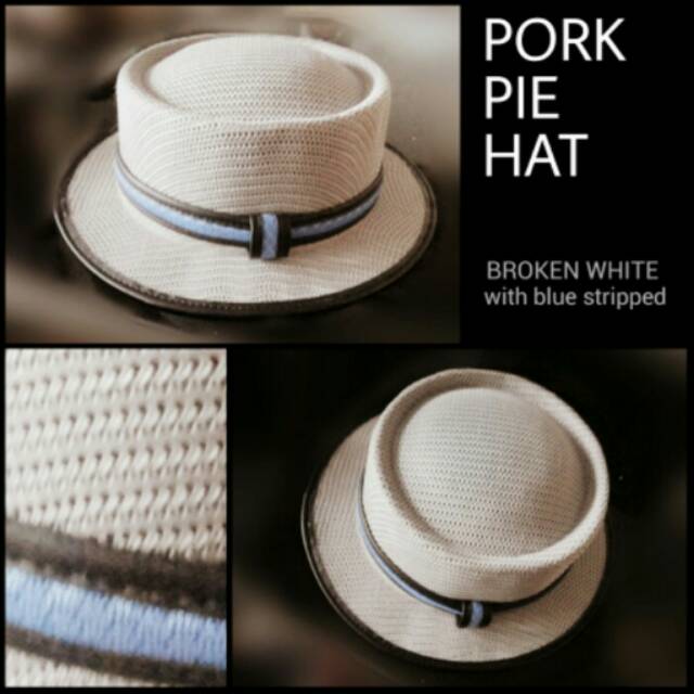 Topi dewasa pork pie fedora jazz tompi wanita cewe pria cowo hitam putih bulat