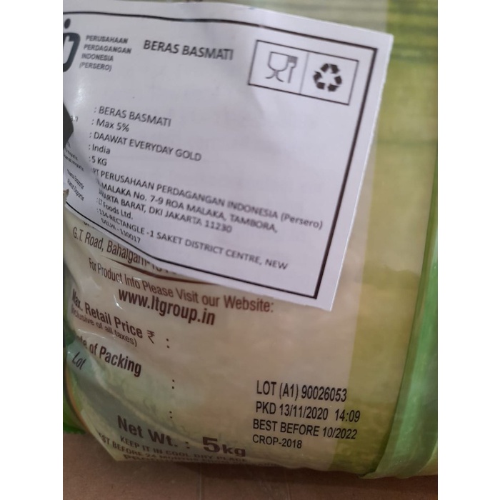 

gr011ttr Daawat Everiday Basmati Rice 5Kg Sv012Ss
