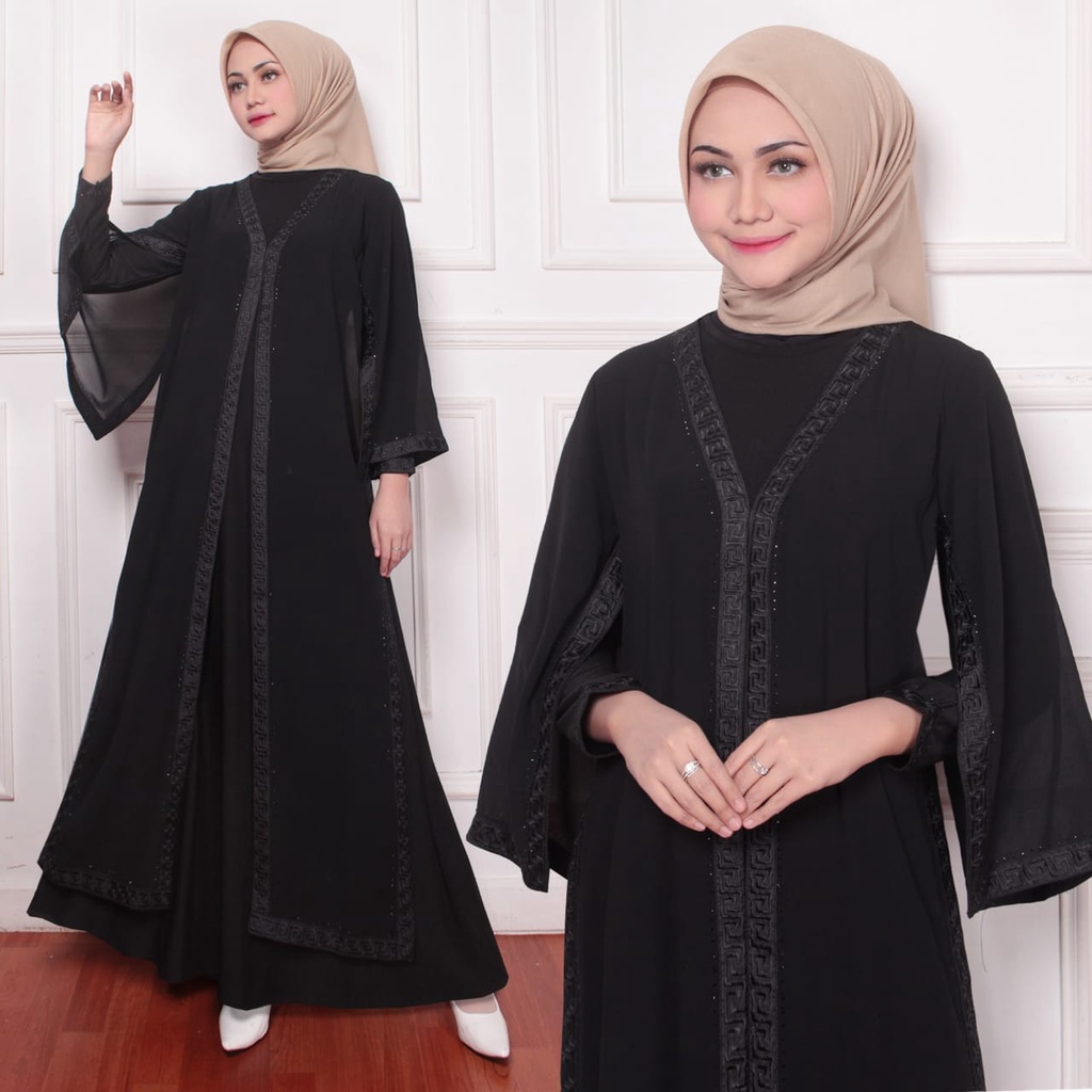 Sauna_Fashion.id / Abaya Turkey Terbaru Original Premium Quality Fashion Mewah Hitam Wanita Dewasa E