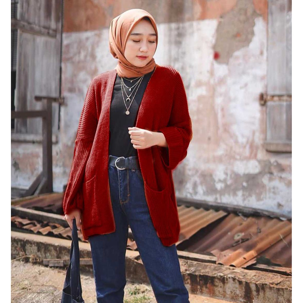 SHAKER CARDIGAN KNIT | DEANDRA OVERSIZE CARDIGAN RAJUT | KARDIGAN RAJUT MURAH | OUTER RAJUT MURAH