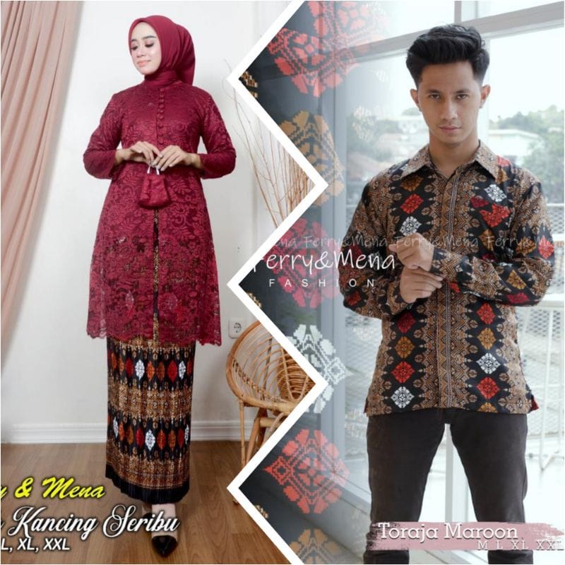 couple kebaya brukat kancing//kebaya couple keluarga//kebaya tunik brukat //tunuk brukat besan