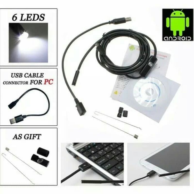 KAMERA MINI THT ENDOSCOPE KABEL Camera Android 5M 5.5MM LENS Pengintai Android